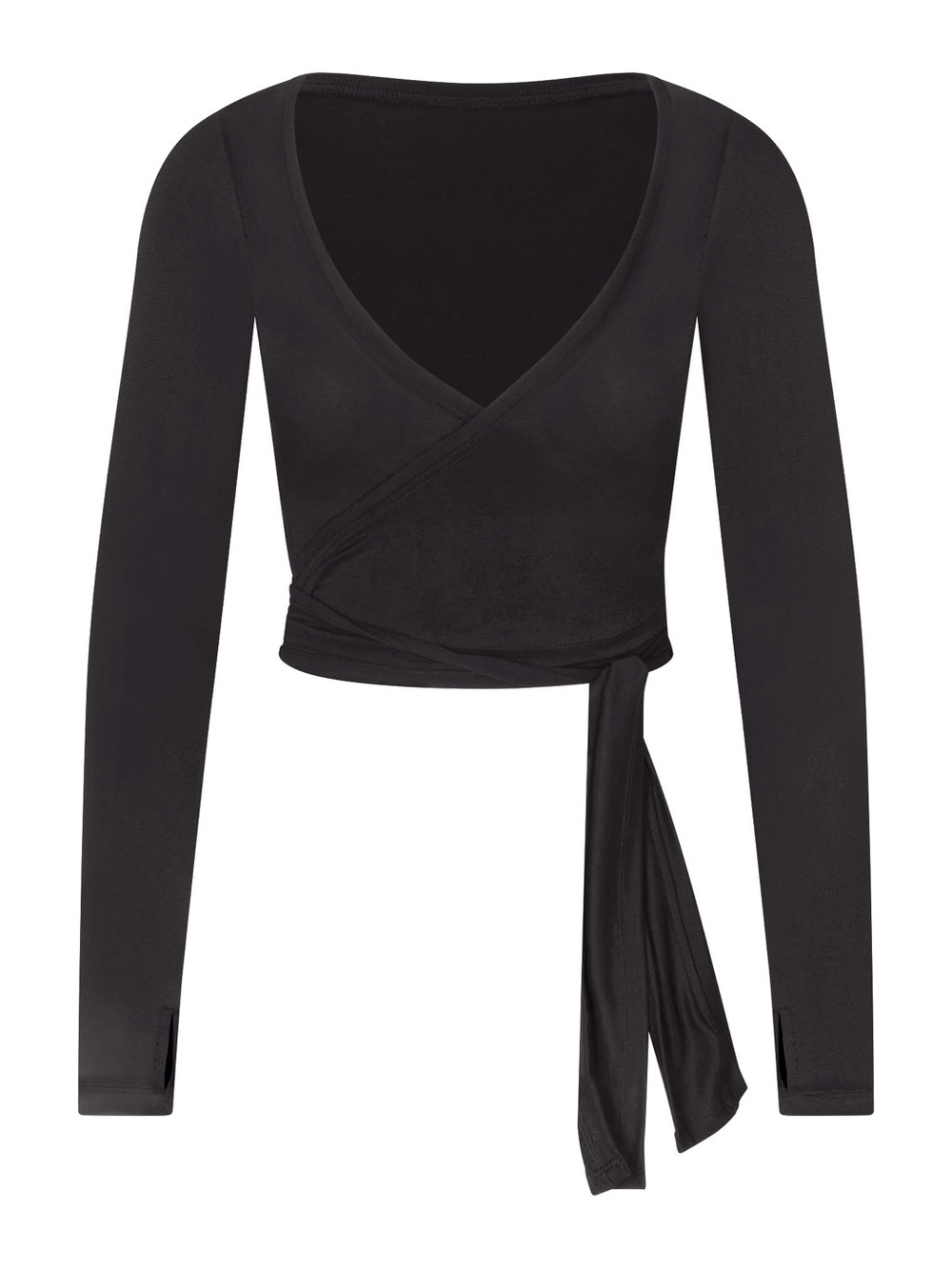 NikeSKIMS Obsidian Long Sleeve Wrap Crop Top